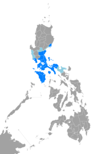 Map of the Philippines that indicates where Tagalog is spoken